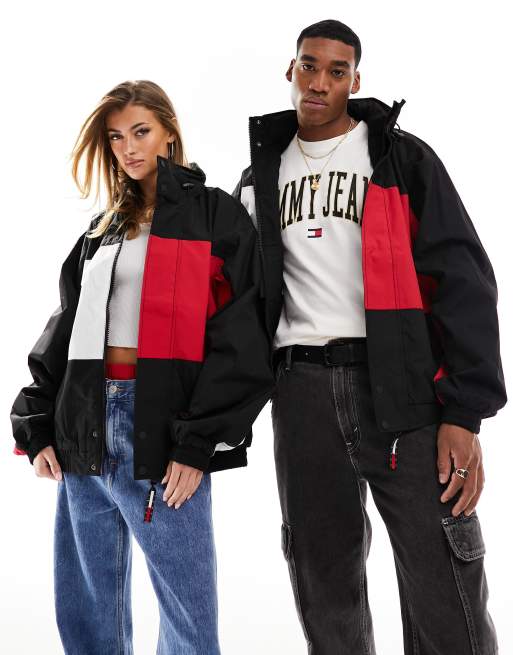 Tommy Jeans Remastered unisex flag logo jacket in black