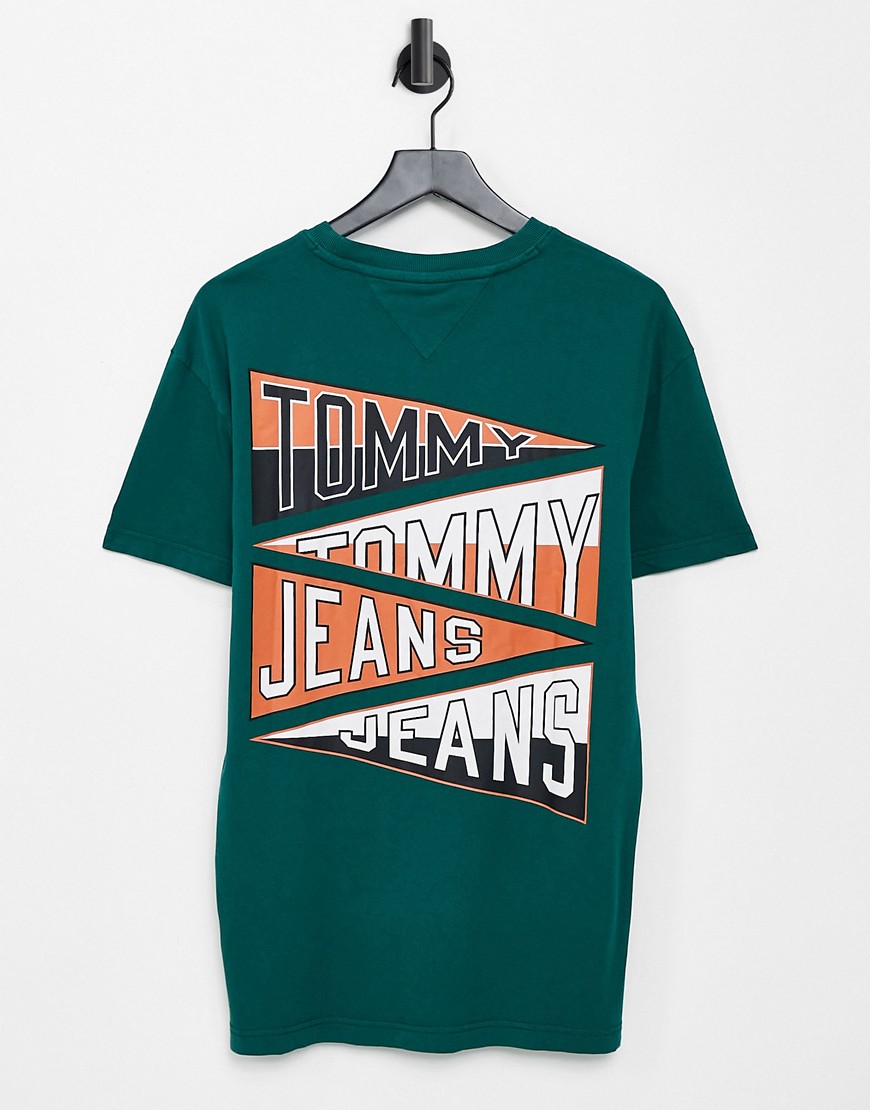 Tommy Jeans repeat college flag logo back print t-shirt in green