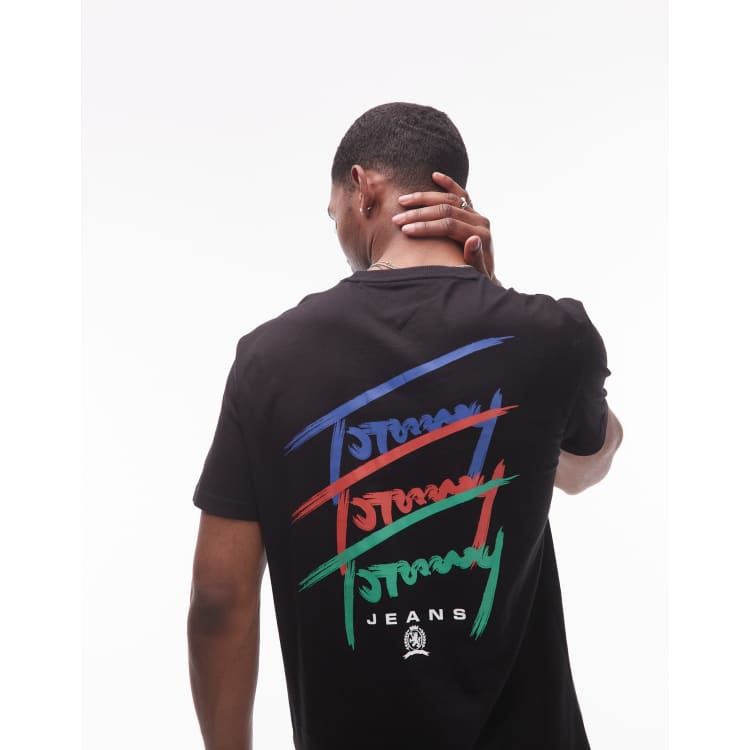Tommy Jeans repeat signature back print t-shirt in black | ASOS