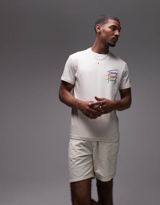 Tommy Jeans repeat signature backprint t-shirt in heathered oat, 2 of 4