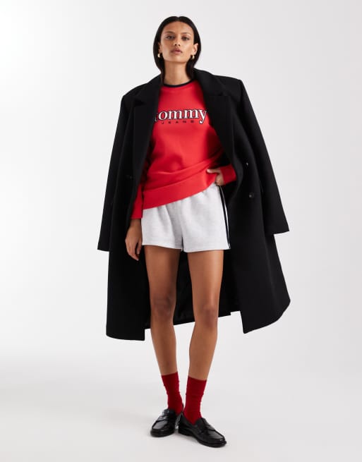 Tommy Jeans retro applique logo sweatshirt in red, 3 of 4