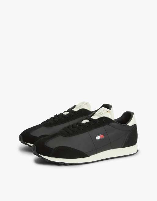 Tommy Jeans Retro archive runner trainers with leather in black, 2 of 7