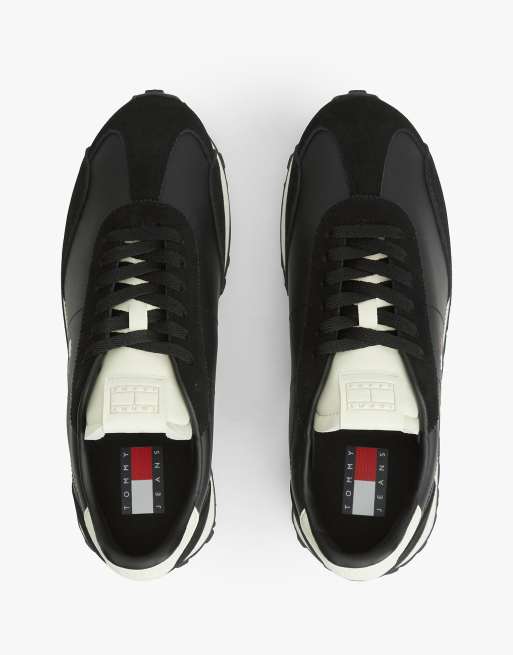 Tommy Jeans Retro archive runner trainers with leather in black, 3 of 7