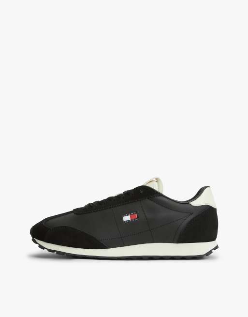 Tommy Jeans Retro archive runner trainers with leather in black, 7 of 7