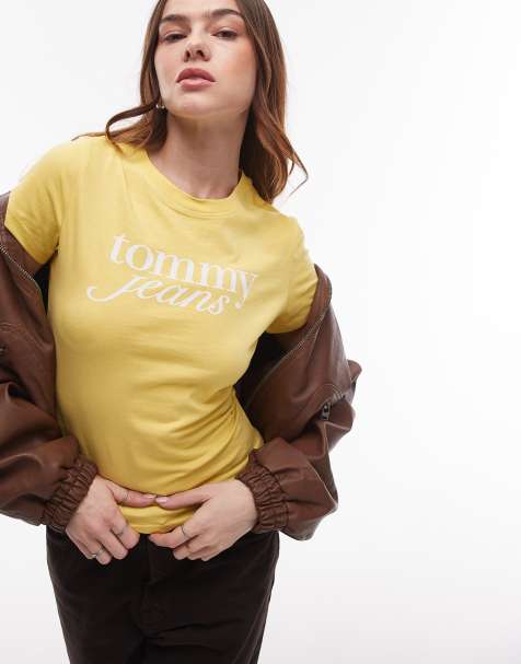 Tommy Jeans - Retro baby T-shirt in geel - view 1