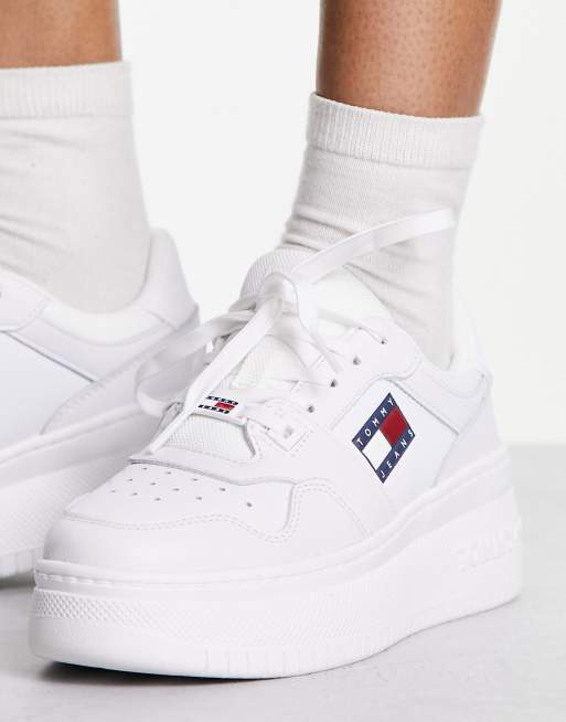 Tommy Jeans retro basket flatform sneakers in white