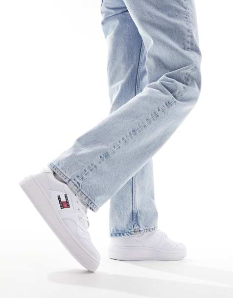 Tommy Jeans retro basket trainers in white - view 1