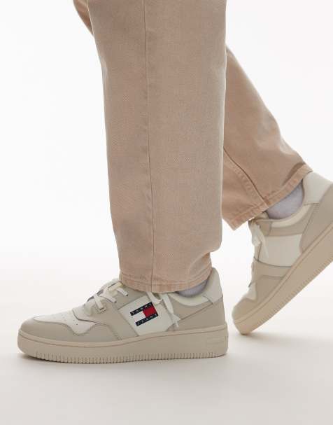Tommy Jeans retro essential trainers in ivory - view 1