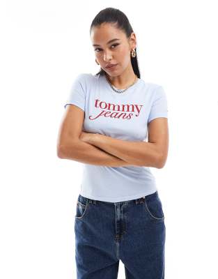 Tommy Jeans Women's Slim Essential Script Logo T-shirt In Blue