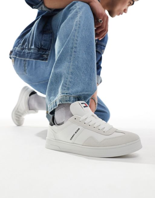Tommy Jeans - Retro sneakers met cupzool in wit en zwart