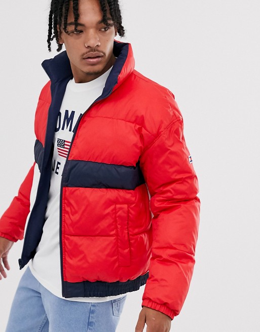 Tommy Jeans reversible jacket in navy/red multi