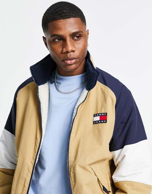 Tommy Jeans reversible retro fleece/cotton jacket in navy | ASOS