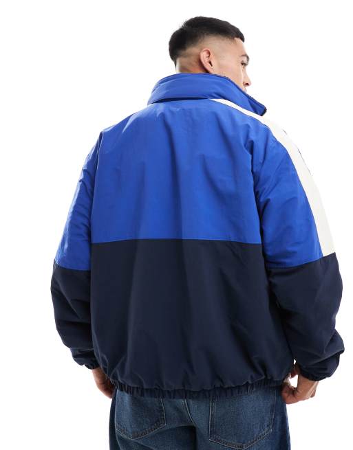 Tommy Jeans reversible teddy jacket in blue colourblock