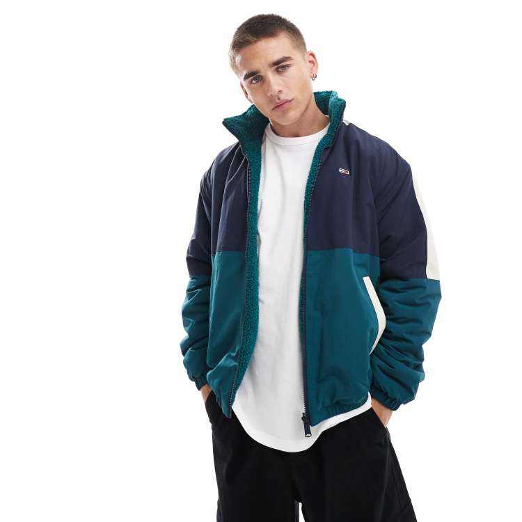 Tommy Jeans Reversible Teddy Jacket Navy Green S