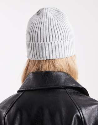 Tommy Jeans Rib Flag Beanie In Gray