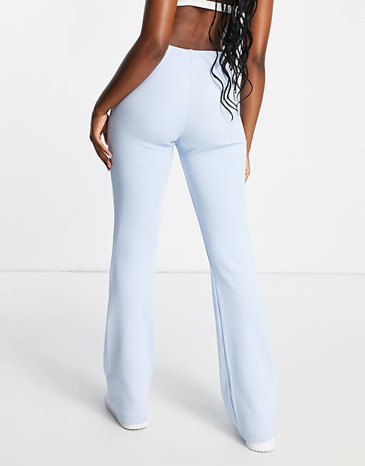 Tommy Jeans rib logo flared leggings in light blue (part of a set) | ASOS
