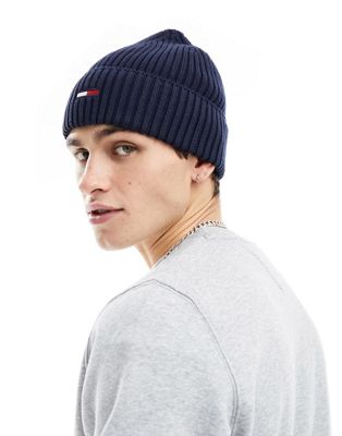 Tommy Jeans ribbed in navy | logo beanie flag ASOS