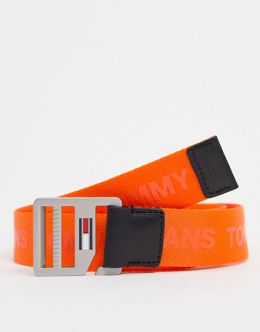 Tommy Jeans - Riem met logo en D-ring in oranje