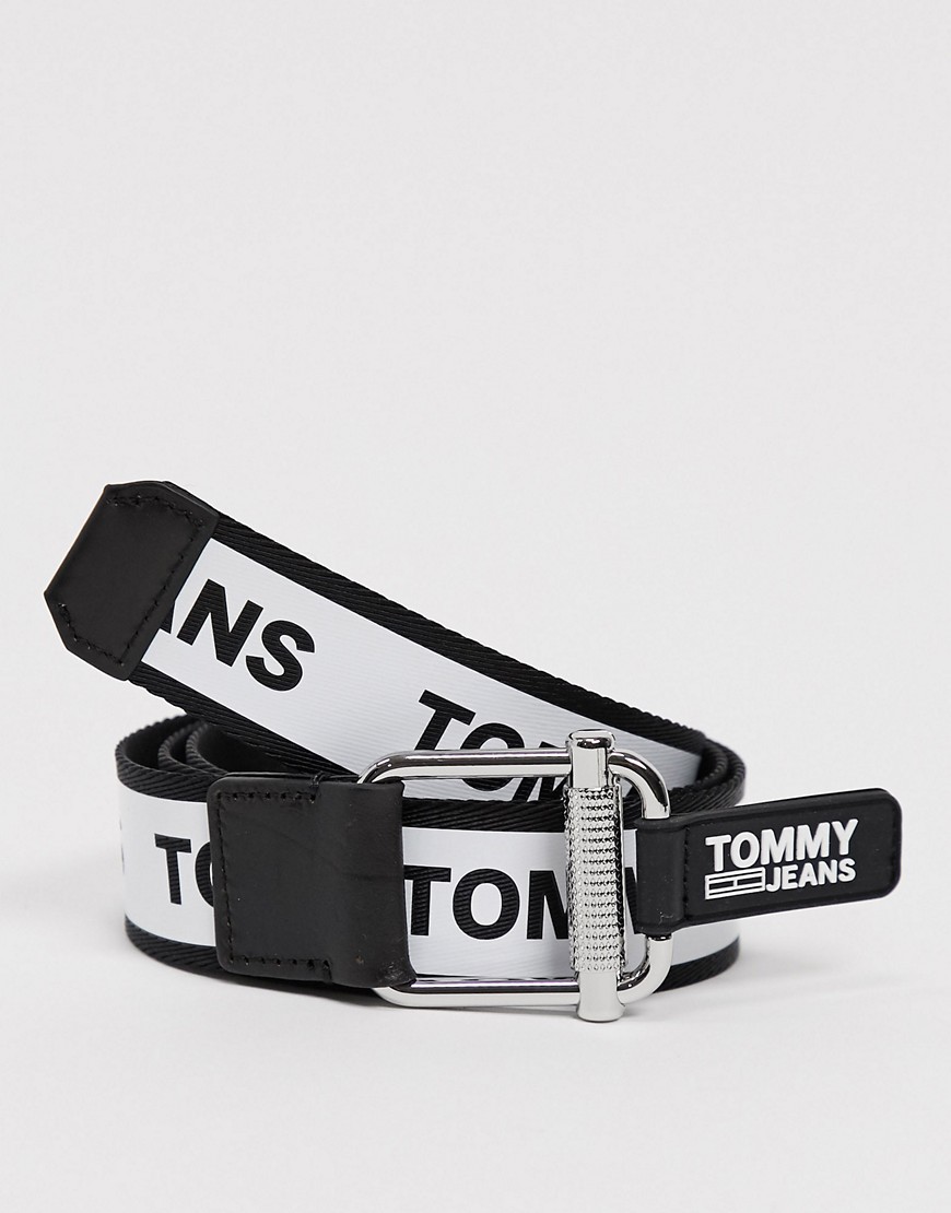 Tommy Jeans - Riem met logobies in zwart-Wit