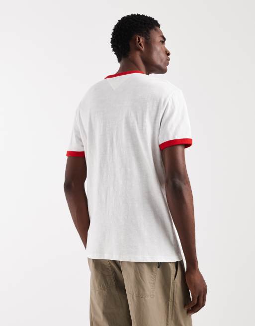Tommy Jeans ringer t-shirt in white, 3 of 5