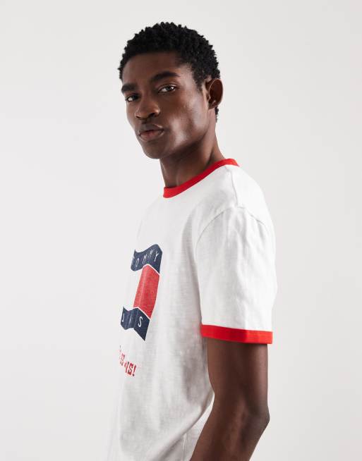 Tommy Jeans ringer t-shirt in white, 4 of 5