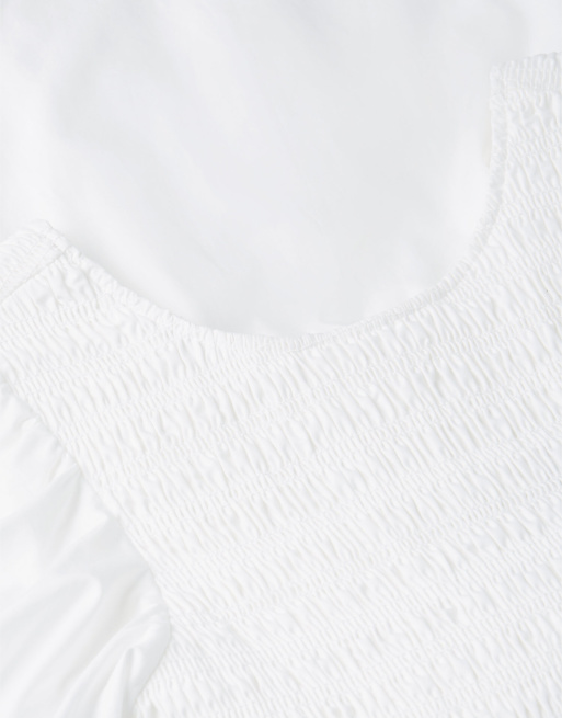 Tommy Jeans - Robe babydoll courte et ajustée en popeline avec liens noués au dos - Blanc, 6 de 6