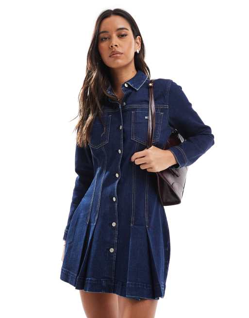 Tommy Jeans Robe chemise courte en jean Bleu marine ASOS