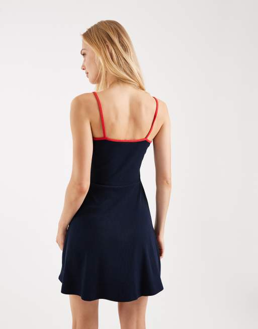 Tommy Jeans - Robe courte à bretelles avec logo écusson - Bleu marine, 2 de 4