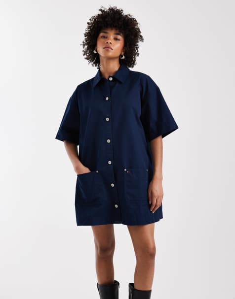 Tommy Jeans - Robe courte style workwear - Bleu marine - view 1