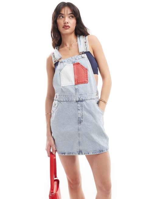 Tommy Jeans Robe salopette en jean Delavage clair
