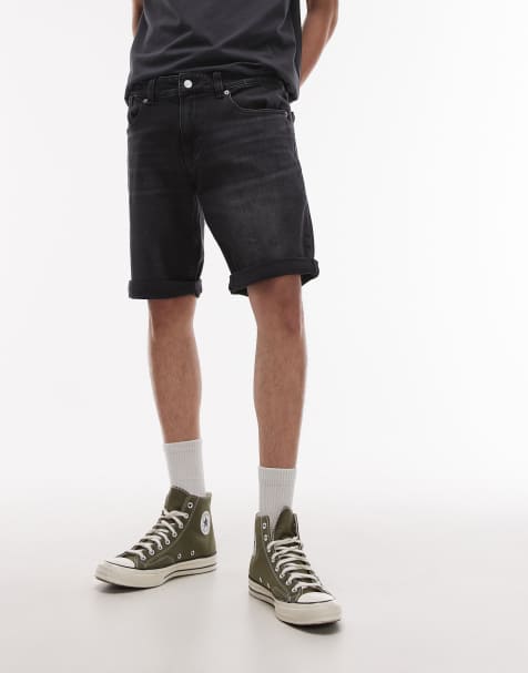 Tommy Jeans Ronnie roll up slim denim shorts in black - view 1