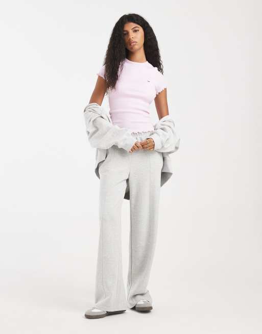 Tommy Jeans – Rosa ribbad t-shirt med smal passform och rullfåll, 2 av 4
