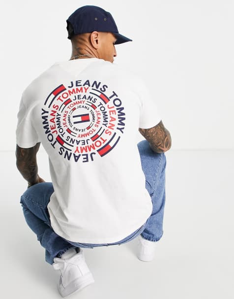 Tommy Jeans round back print t-shirt classic fit in cream - CREAM - view 1