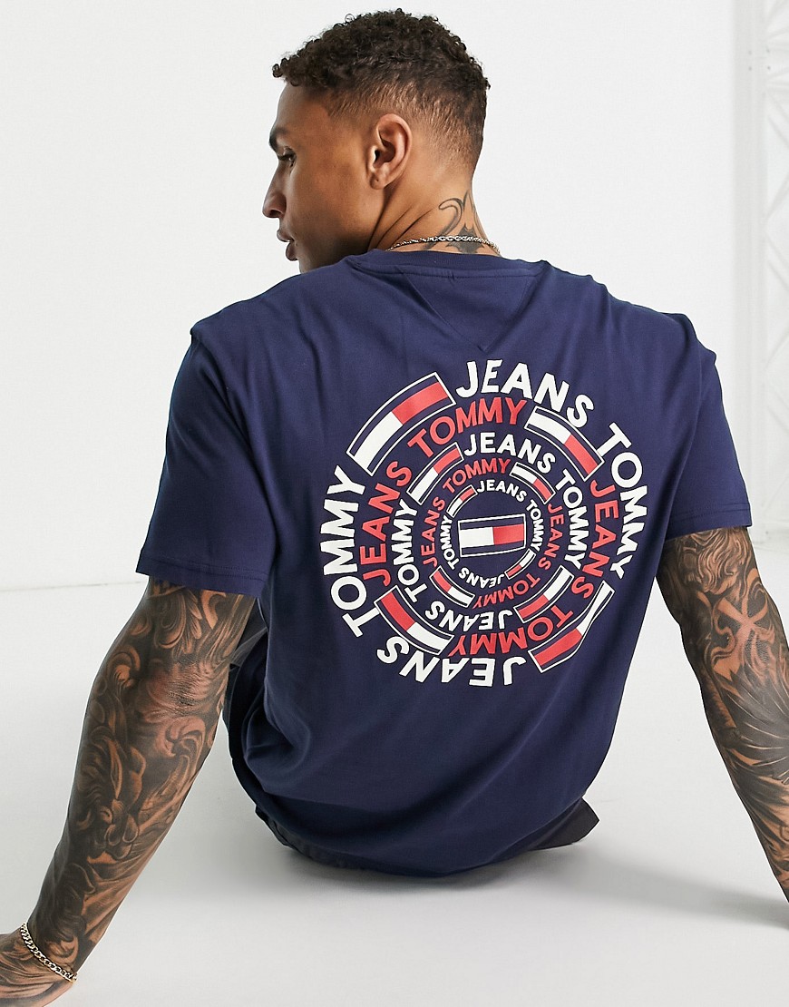 Tommy Jeans round back print t-shirt classic fit in navy - NAVY