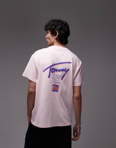 Tommy Jeans signature backprint t-shirt in pink and purple