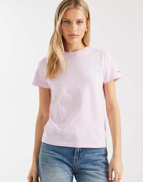 Tommy Jeans – Różowy T-shirt z wypukłym logo - view 1