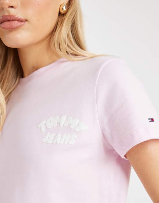 Tommy Jeans – Różowy T-shirt z wypukłym logo, 2 z 4