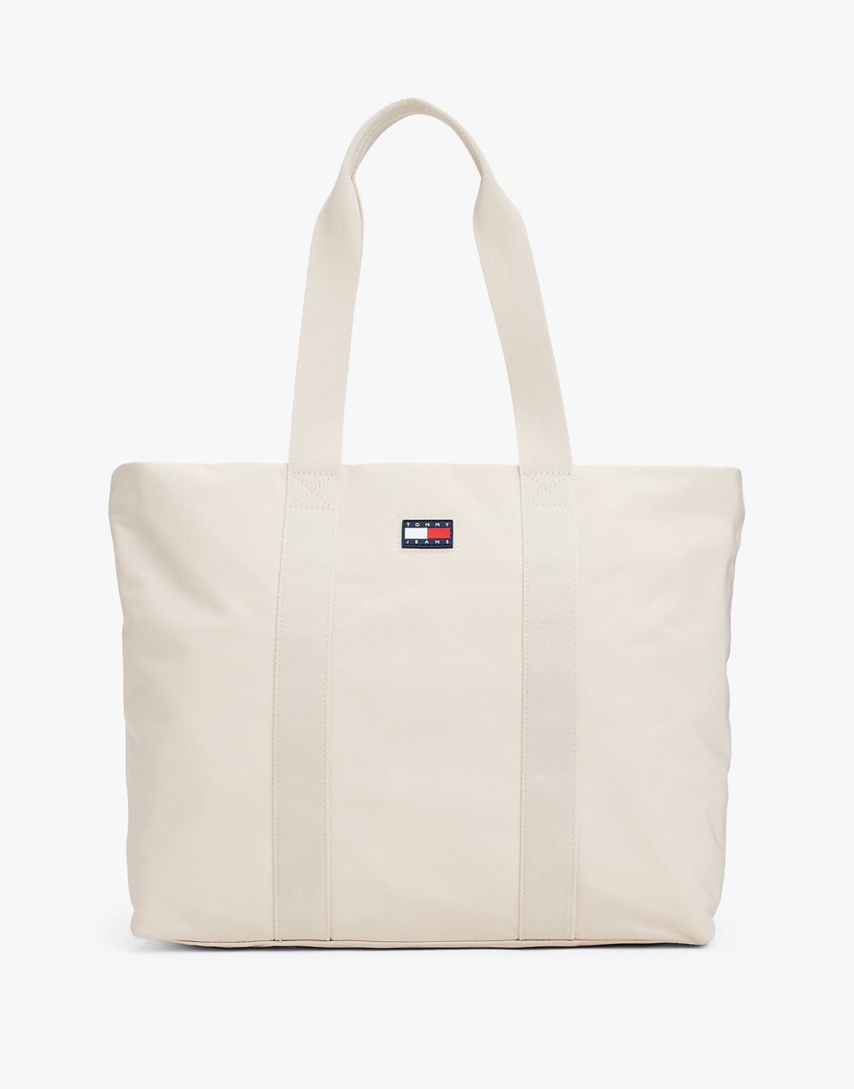 Tommy Jeans Rubberised logo tote bag in beige