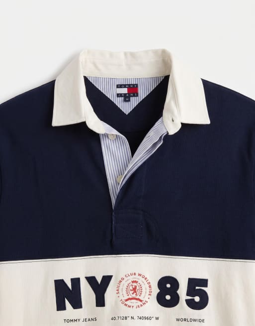 Tommy Jeans – Rugby-Hemd in Marineblau mit Einsätzen und Relaxed-Fit-Schnitt, 8 von 9