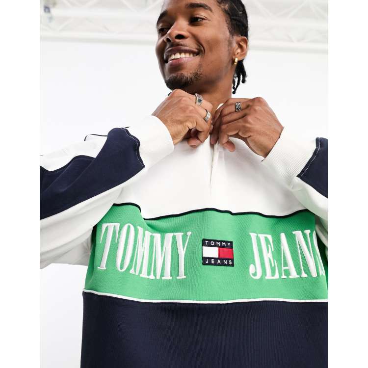 Tommy Jeans Rugby Pullover in WeiB und Marineblau ASOS