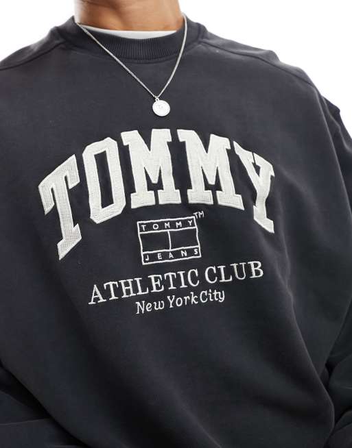 Tommy Jeans - Ruim sweatshirt met ronde hals in zwart, 3 van 4