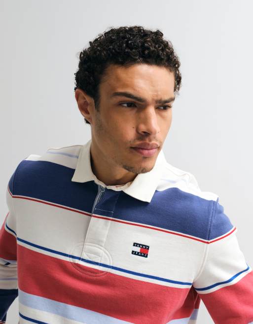 Tommy Jeans - Ruimvallend gestreept rugbyshirt in blauw/rood, 2 van 7