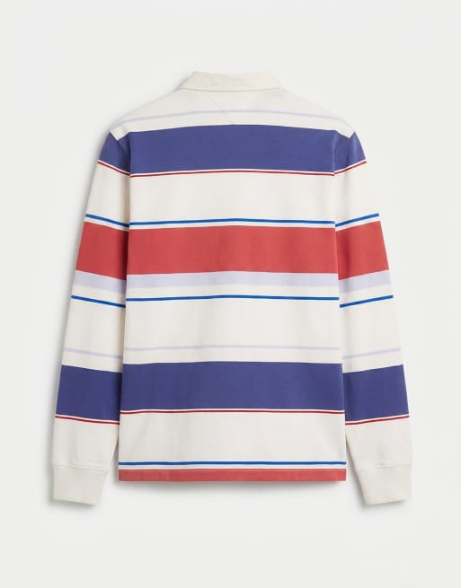 Tommy Jeans - Ruimvallend gestreept rugbyshirt in blauw/rood, 7 van 7