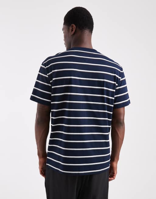 Tommy Jeans - Ruimvallend gestreept T-shirt met logolabel in marineblauw, 3 van 5