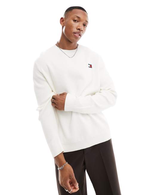 Tommy Jeans - Ruimvallend sweatshirt met ronde hals en XS-badge in wit