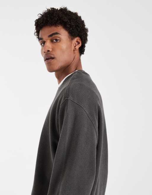 Tommy Jeans - Ruimvallend sweatshirt met wafelstructuur in zwart met wassing, 5 van 5