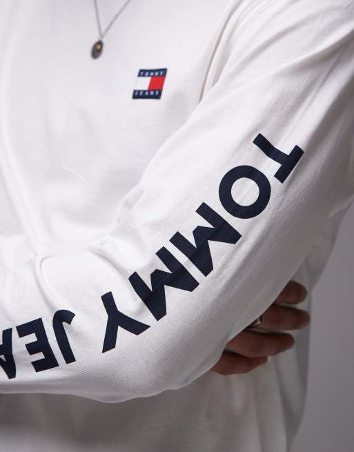 Tommy Jeans - Ruimvallend T-shirt met lange mouwen in wit, 3 van 4