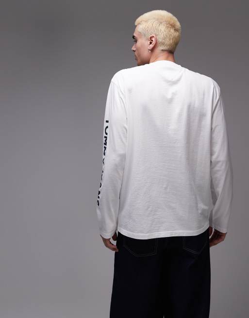 Tommy Jeans - Ruimvallend T-shirt met lange mouwen in wit, 4 van 4