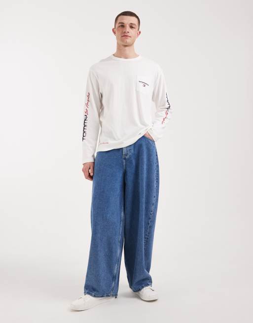 Tommy Jeans - Ruimvallend T-shirt met lange mouwen in wit, 2 van 5