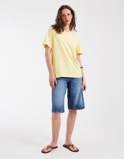 Tommy Jeans - Ruimvallend T-shirt met varsity logo in geel, 3 van 4